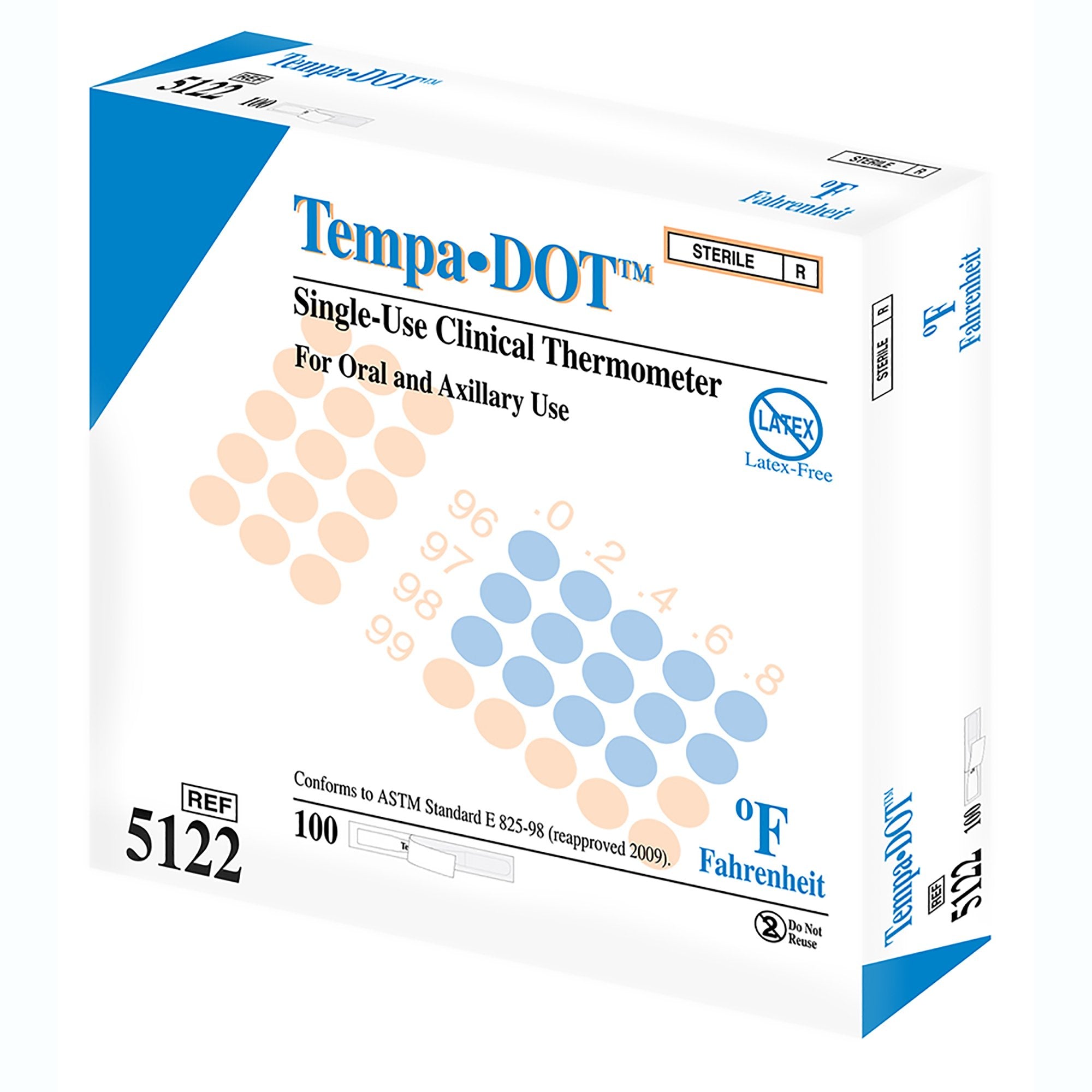 Disposable Oral Thermometer Tempa·DOT 99 to 104 °F Color Dots Display
