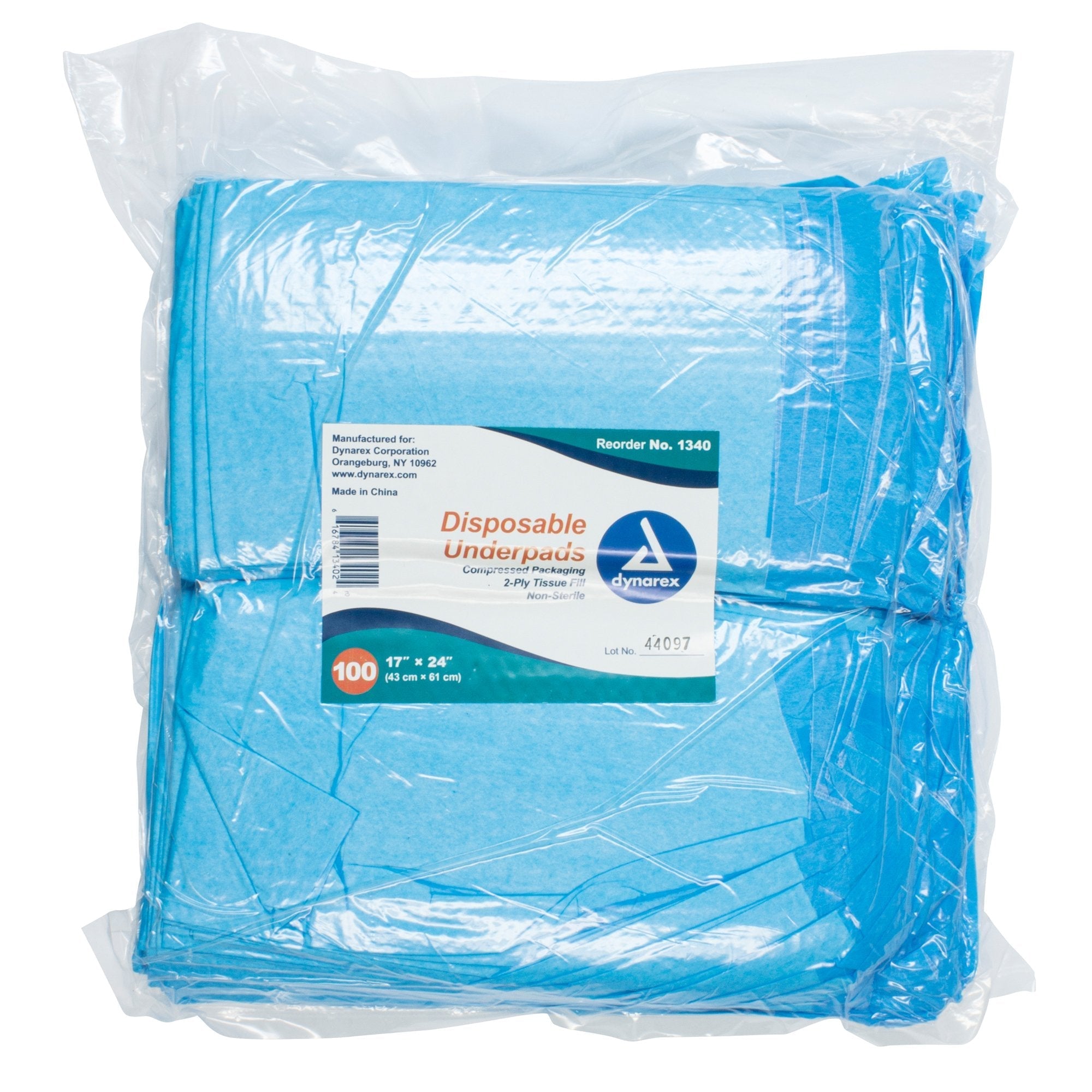 Disposable Underpad Dynarex 17 X 24 Inch Fluff Light Absorbency