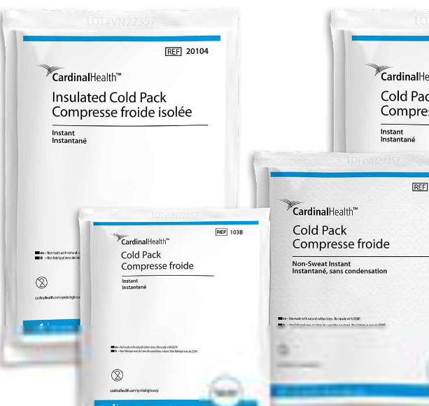 Instant Cold Pack Cardinal Health Non-Sweat General Purpose Medium 6 X 6-1/2 Inch Plastic / Ammonium Nitrate / Water Disposable, Packaging Type- Case