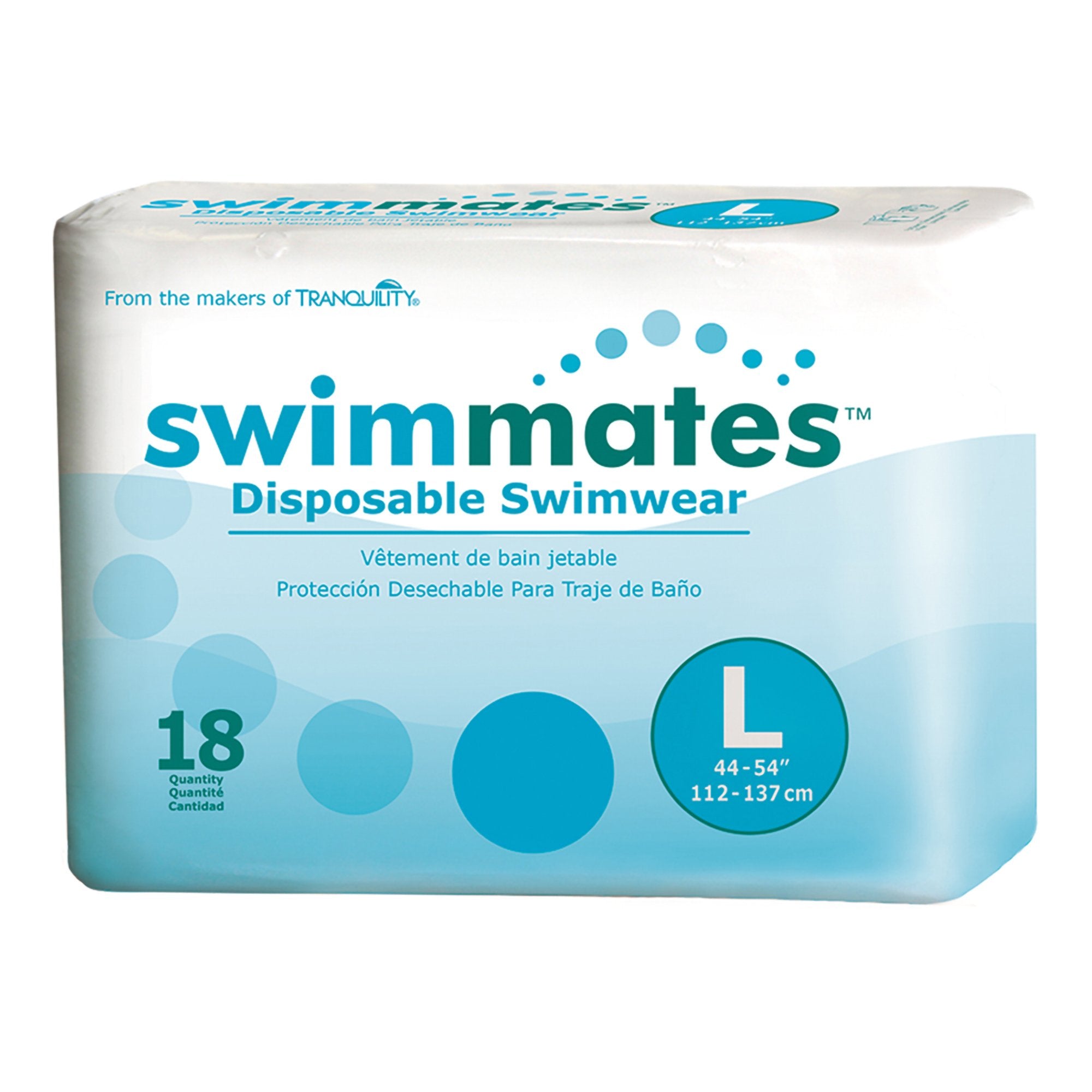 Unisex Adult Bowel Containment Swim Brief Swimmates Pull On with Tear Away Seams Large Disposable Moderate Absorbency