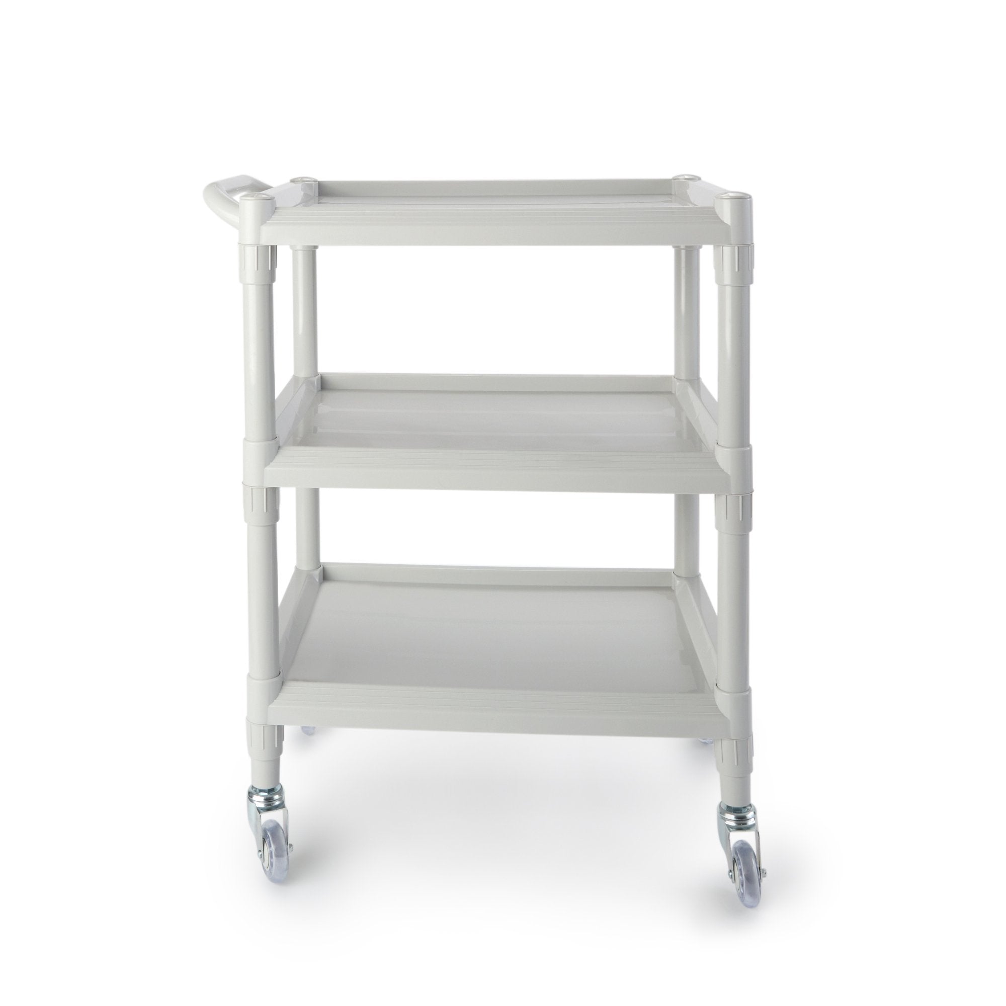 Utility Cart McKesson Plastic 17.5 X 25.25 X 35 Inch Light Gray Shelves Outside: 25 1/4 X 17 1/2 Inch, Shelves Inside Flat Space: 15.88 X 15.67 Inch