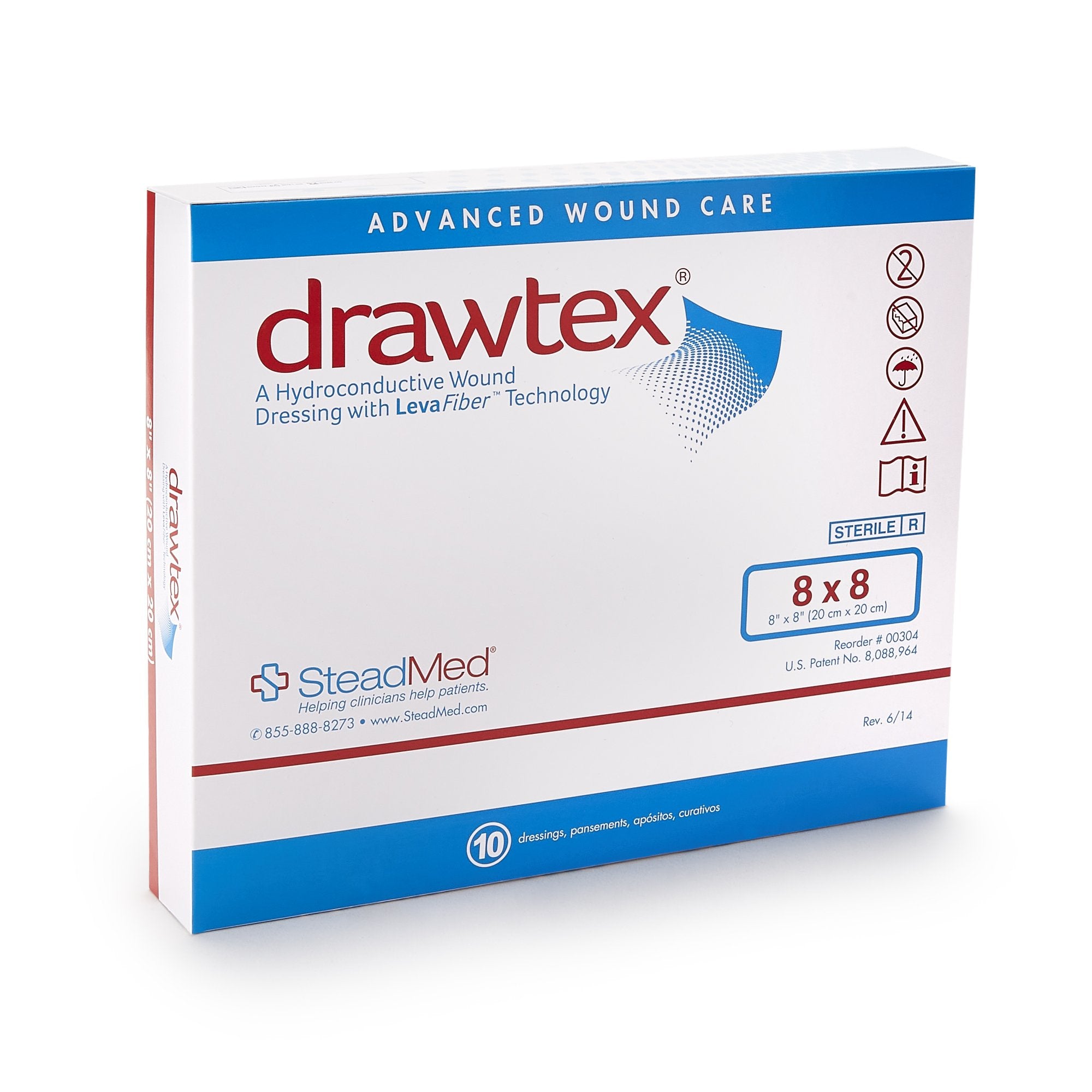 drawtex nonadherent dressing 8 x 8 inch drawtex hydroconductive wound dressing mk764299bx
