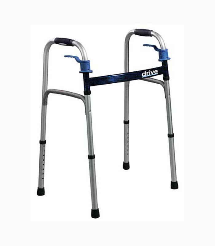Dual Release Folding Walker with Wheels Adjustable Height drive Deluxe Aluminum Frame 350 lbs. Weight Capacity 26 to 33 1/2 Inch Height