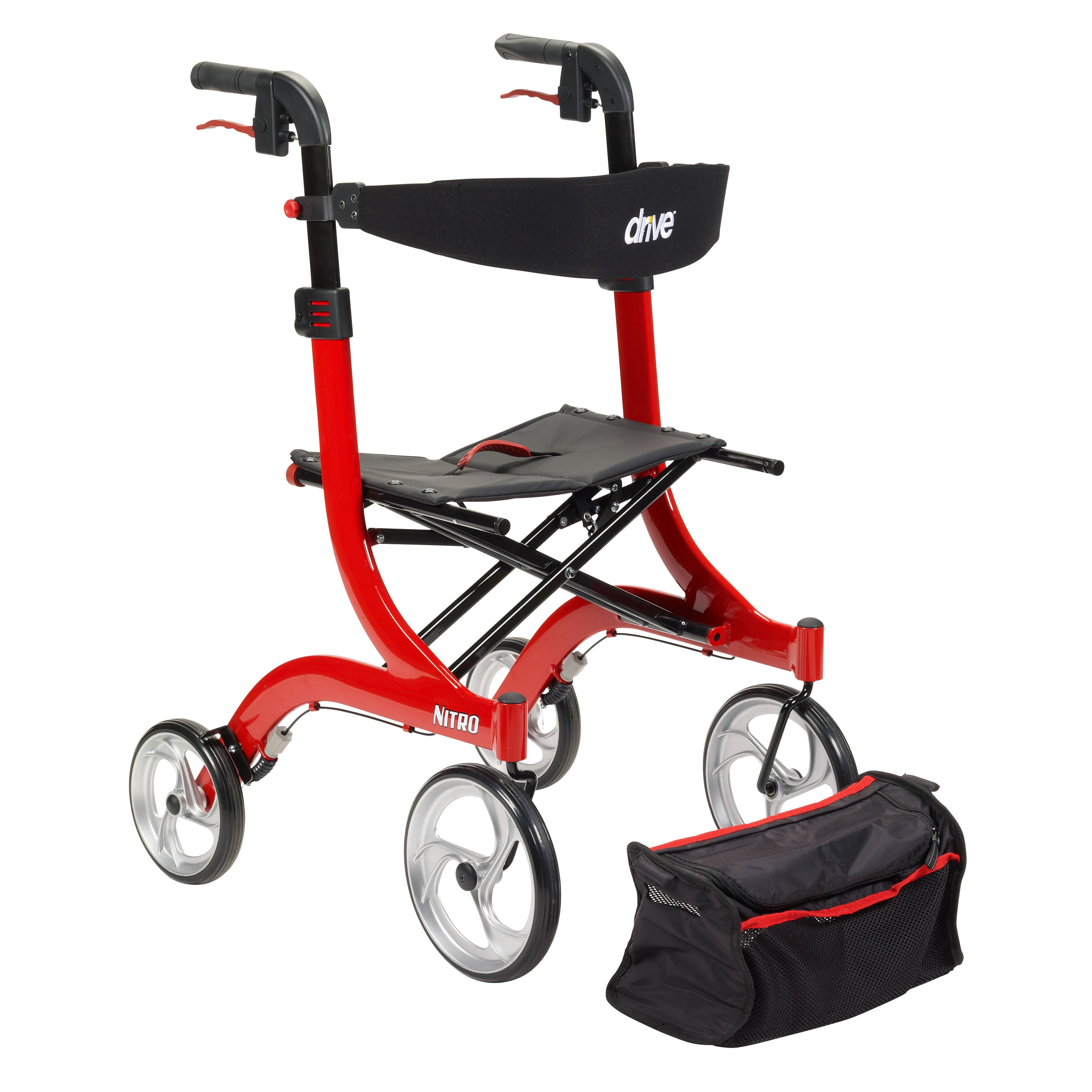 drive nitro four wheel rollator red drive nitro 4 wheel rollator mk873746ea