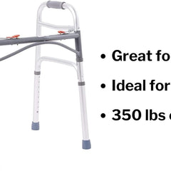 dual release folding walker adjustable height mckesson aluminum frame
