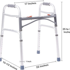 dual release folding walker adjustable height mckesson aluminum frame