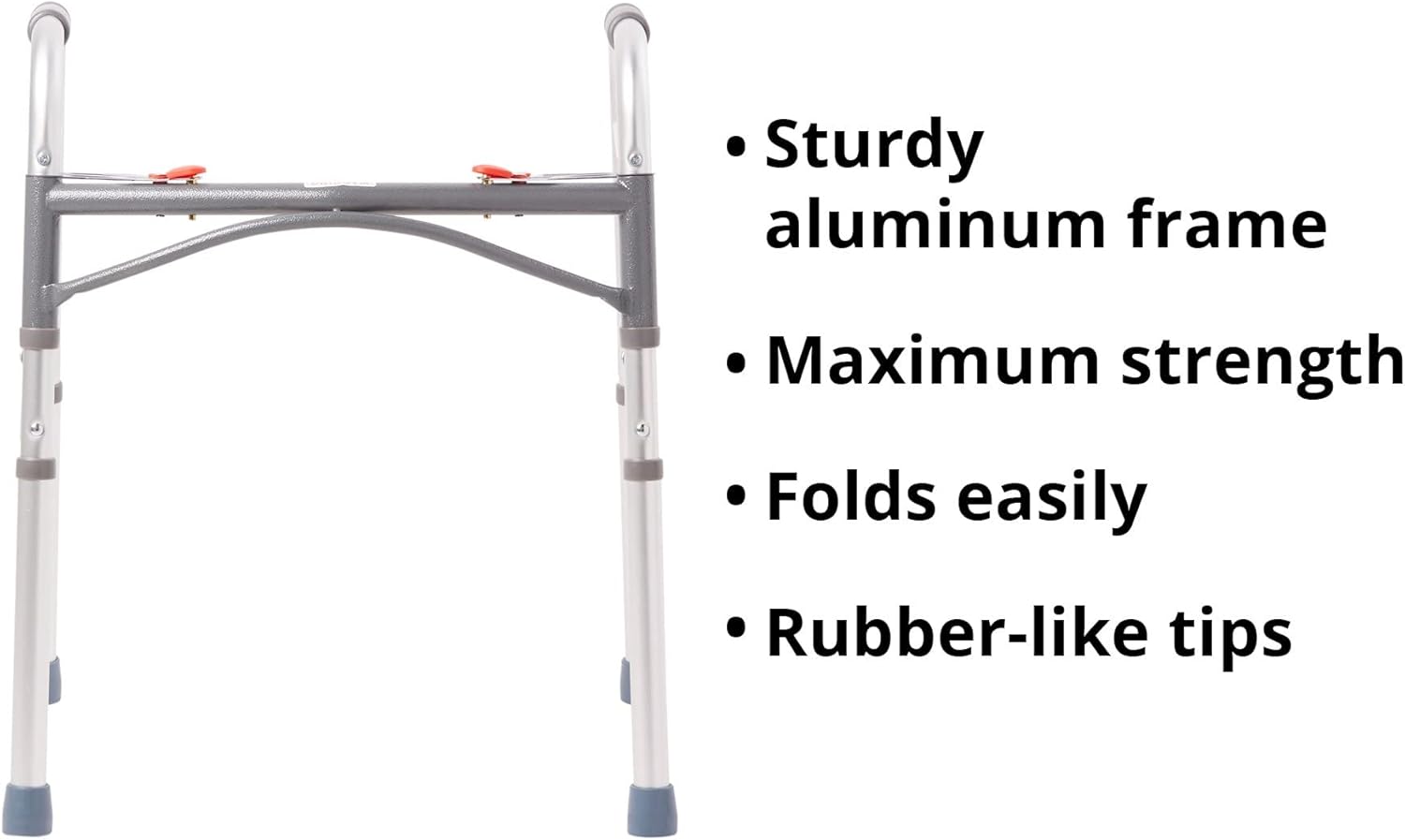 dual release folding walker adjustable height mckesson aluminum frame 350 lbs weight capacity 25 to 32 inch height packaging type case