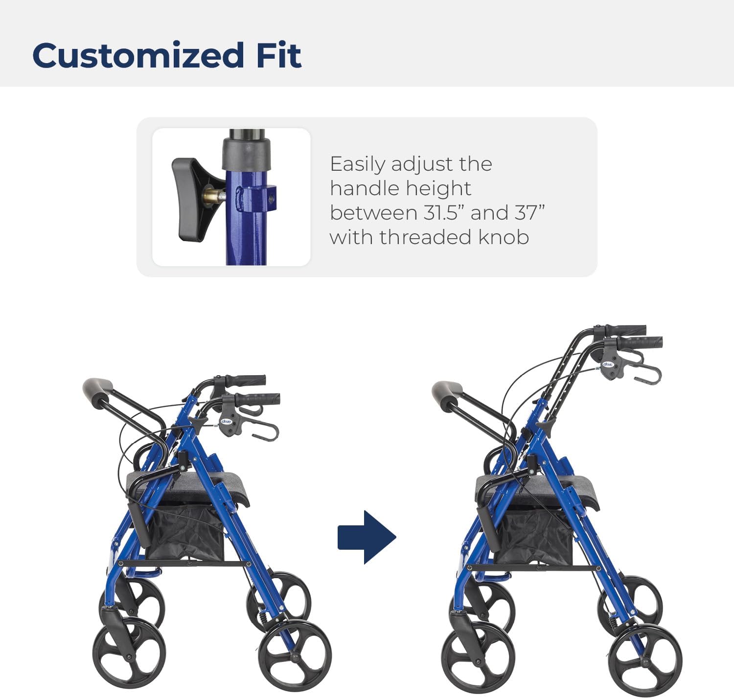 duet rollator transport chair blue