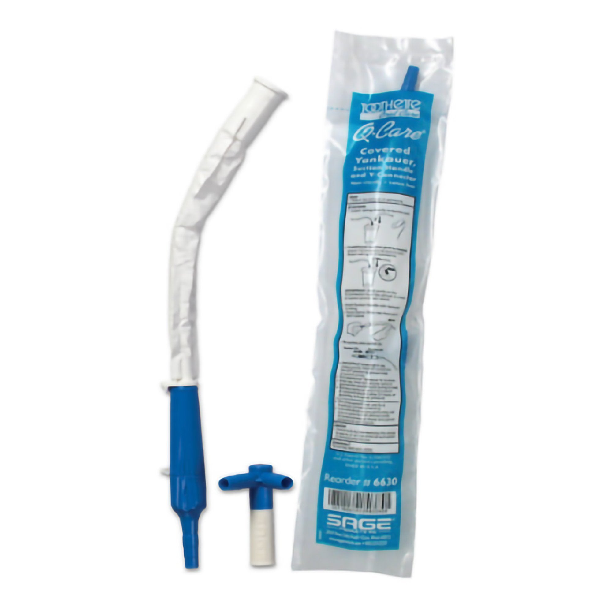 Mango de succión y Yankauer cubierto con kit de conector en Y Q•CARE® No estéril