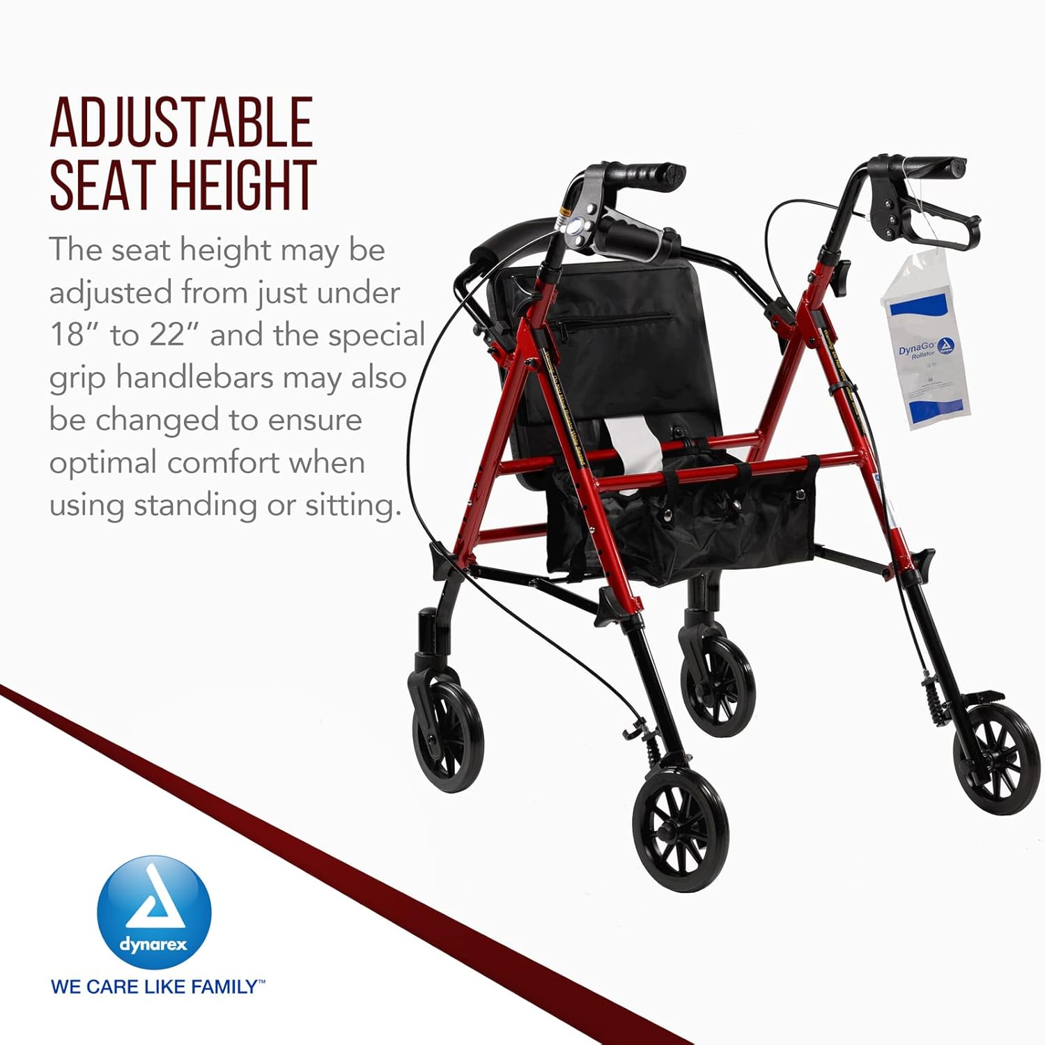 dynago flex adjustable seat height w detachable caster