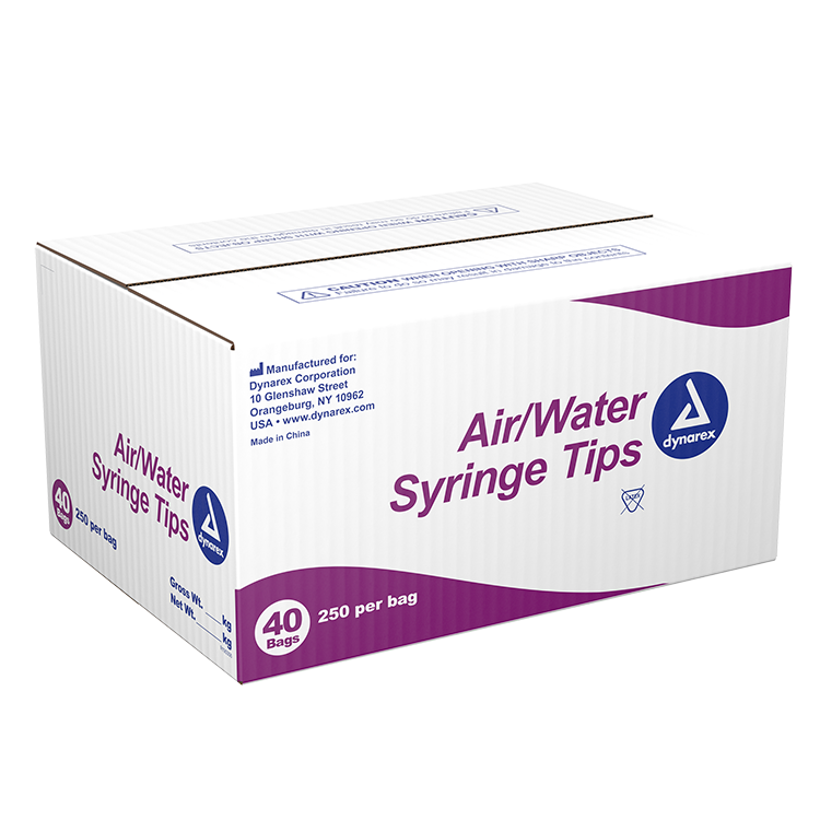 dynarex air water syringe tips pack type40 box per case
