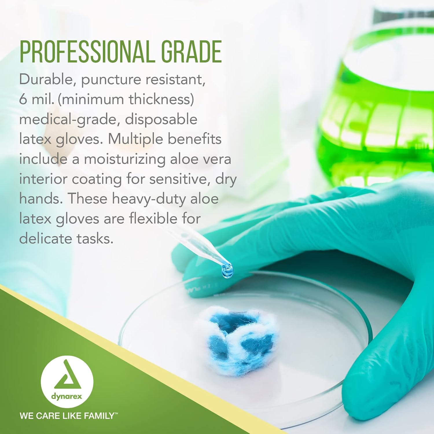 dynarex aloetex latex exam gloves with aloe powder free