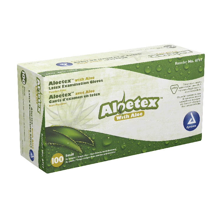 dynarex aloetex latex exam gloves with aloe powder free