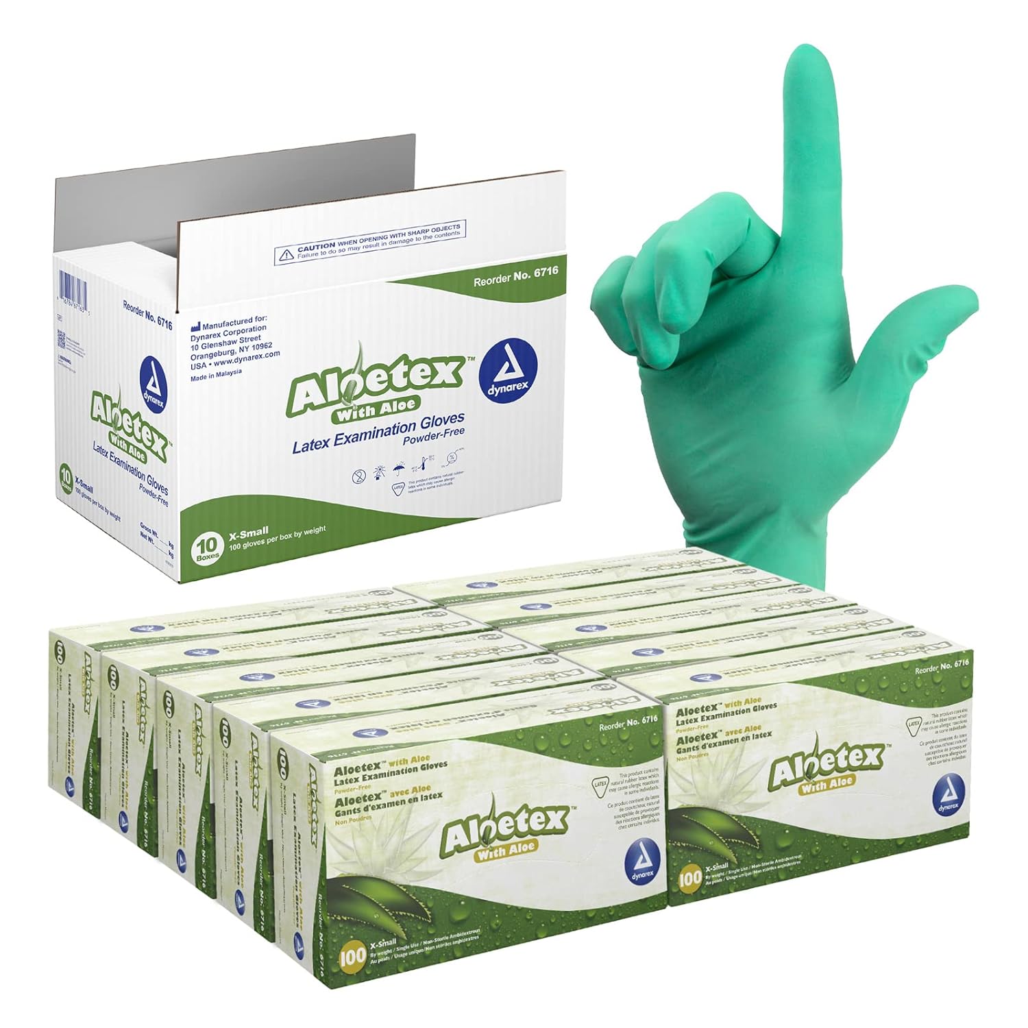 dynarex aloetex latex exam gloves with aloe powder free