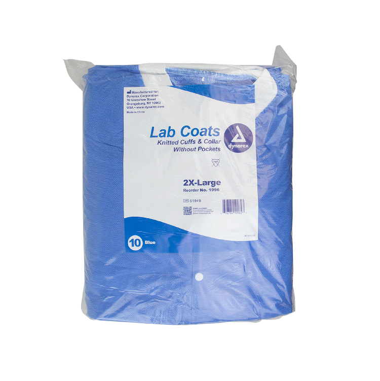 dynarex disposable lab coats without pockets