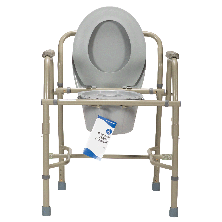 dynarex drop arm folding commode
