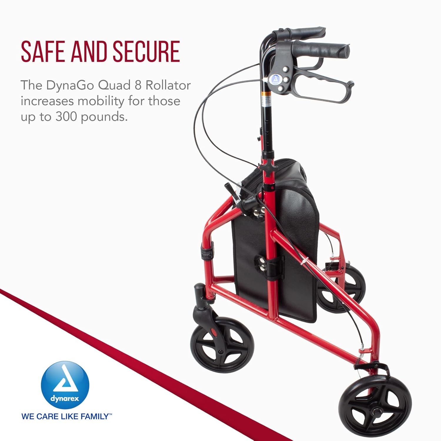 Dynarex DynaGo Zoom 3-Wheel Rollator Walker | Lightweight Aluminum Rollator with Storage Pouch