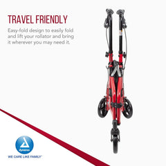 Dynarex DynaGo Zoom 3-Wheel Rollator Walker | Lightweight Aluminum Rollator with Storage Pouch