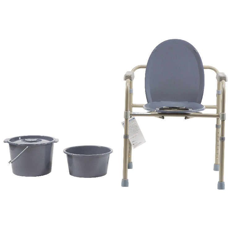 dynarex elongated folding bedside commode bulk packed