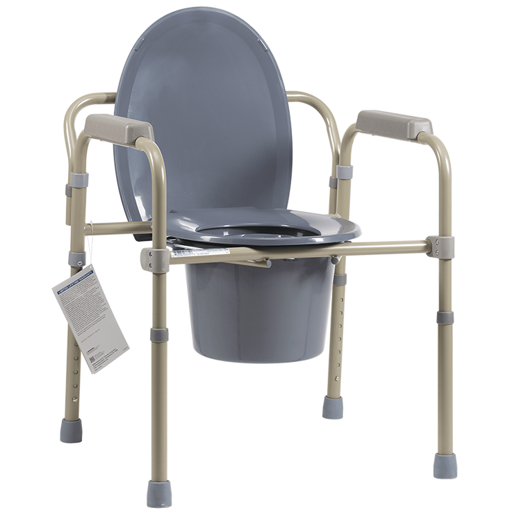 dynarex elongated folding bedside commode bulk packed