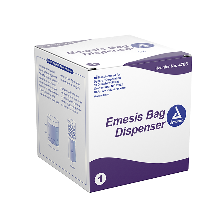 dynarex emesis bag w absorbent pouch dispenser