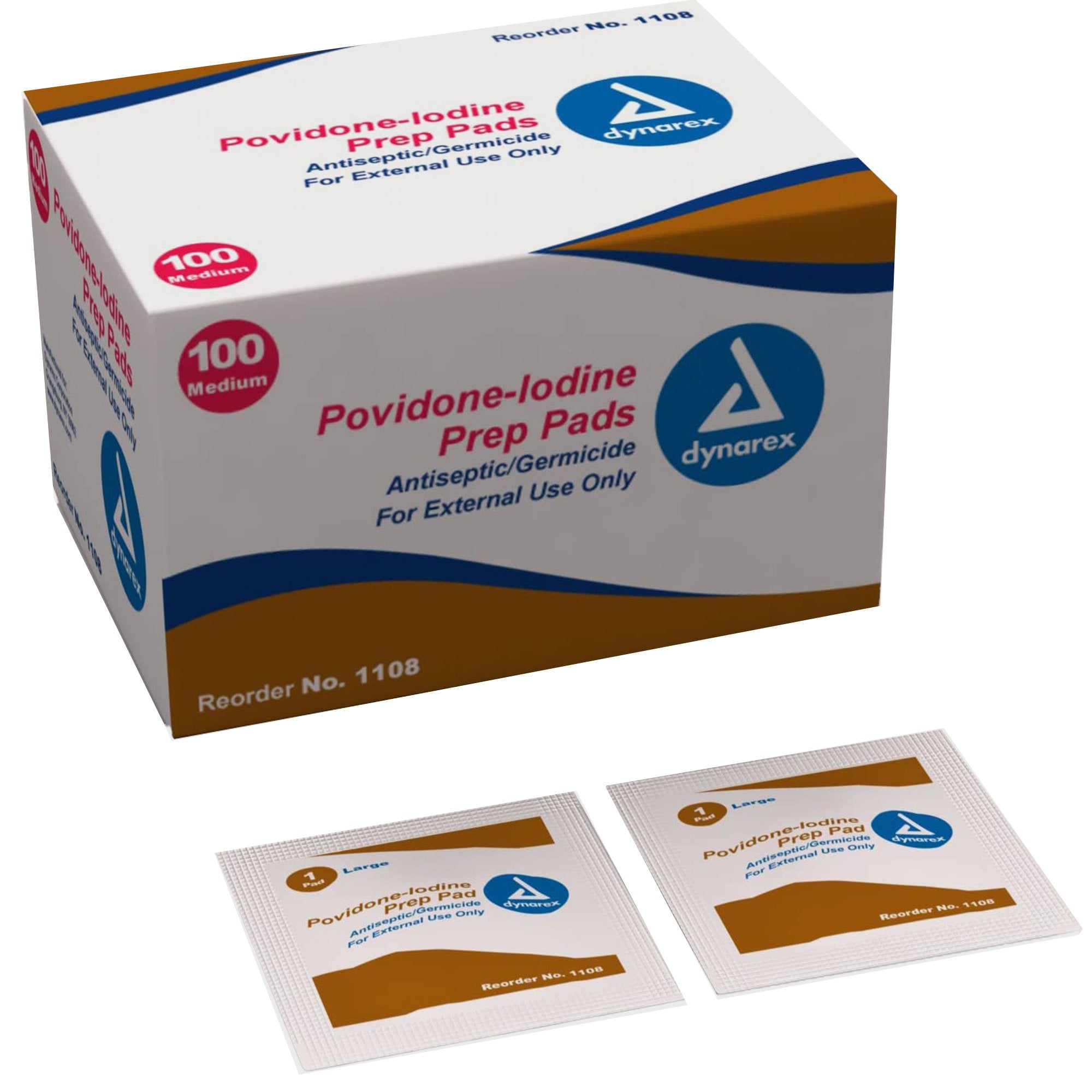 PVP Prep Pad Dynarex 10% Strength Povidone Iodine Individual Packet Medium NonSterile