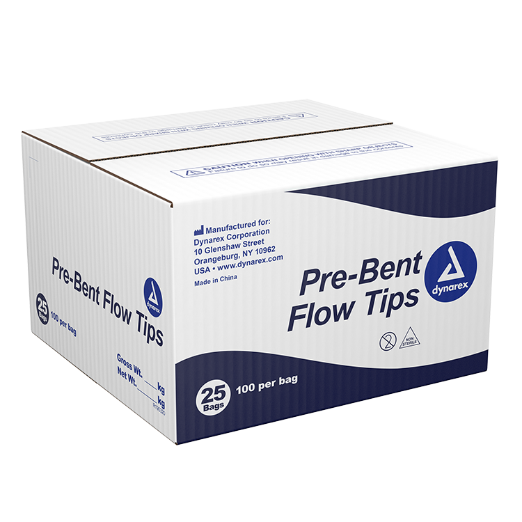 dynarex pre bent flow tips case of 2500 tips