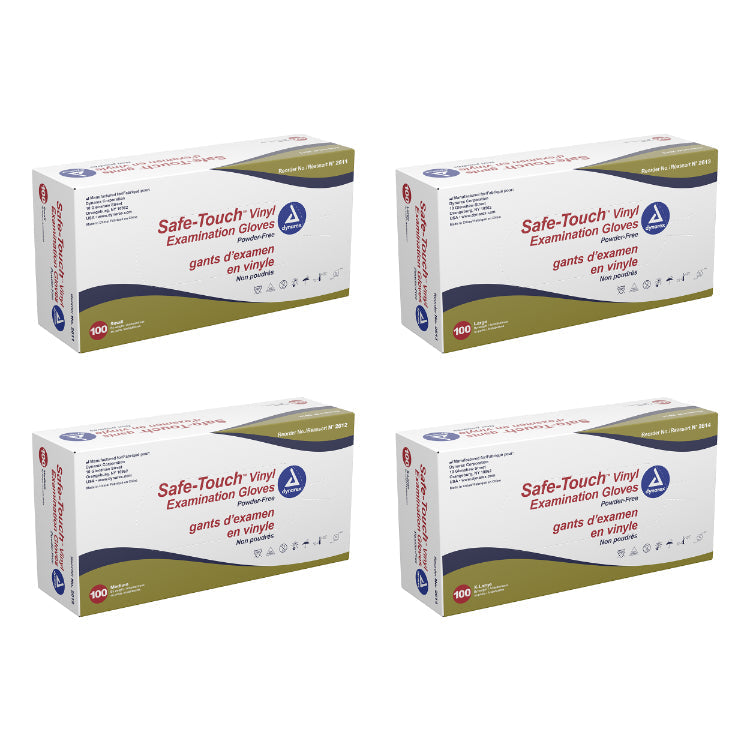 dynarex safe touch vinyl exam gloves powder free 100bx 10cs