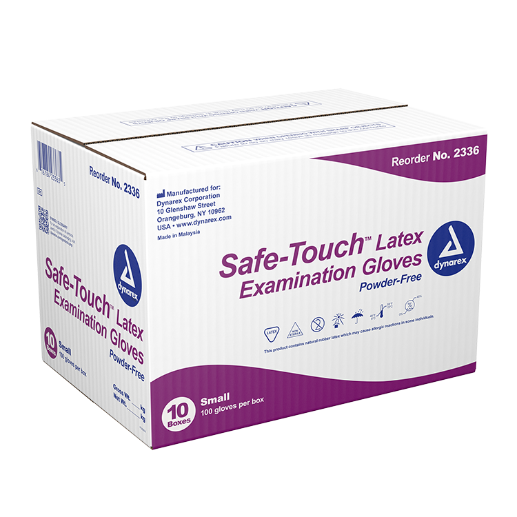 dynarex safe touch white latex exam gloves powder free