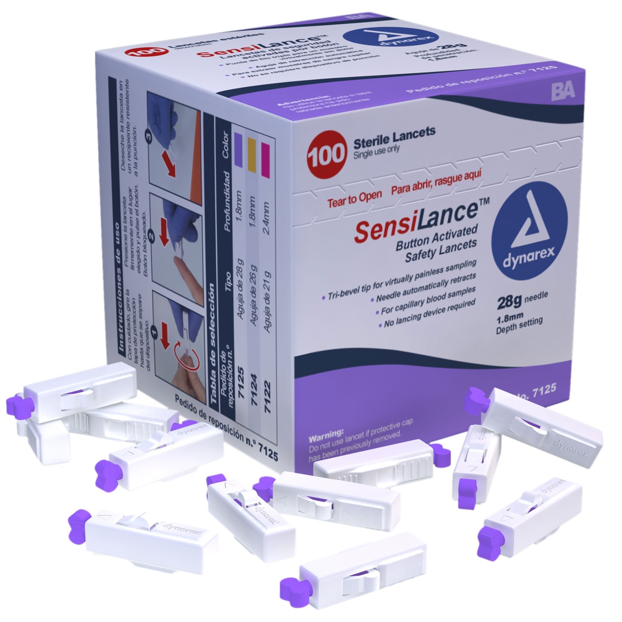 Dynarex Safety Lancets - Button and Pressure