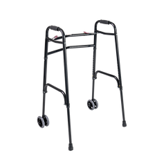 dynarex steel button folding walker with wheels adult