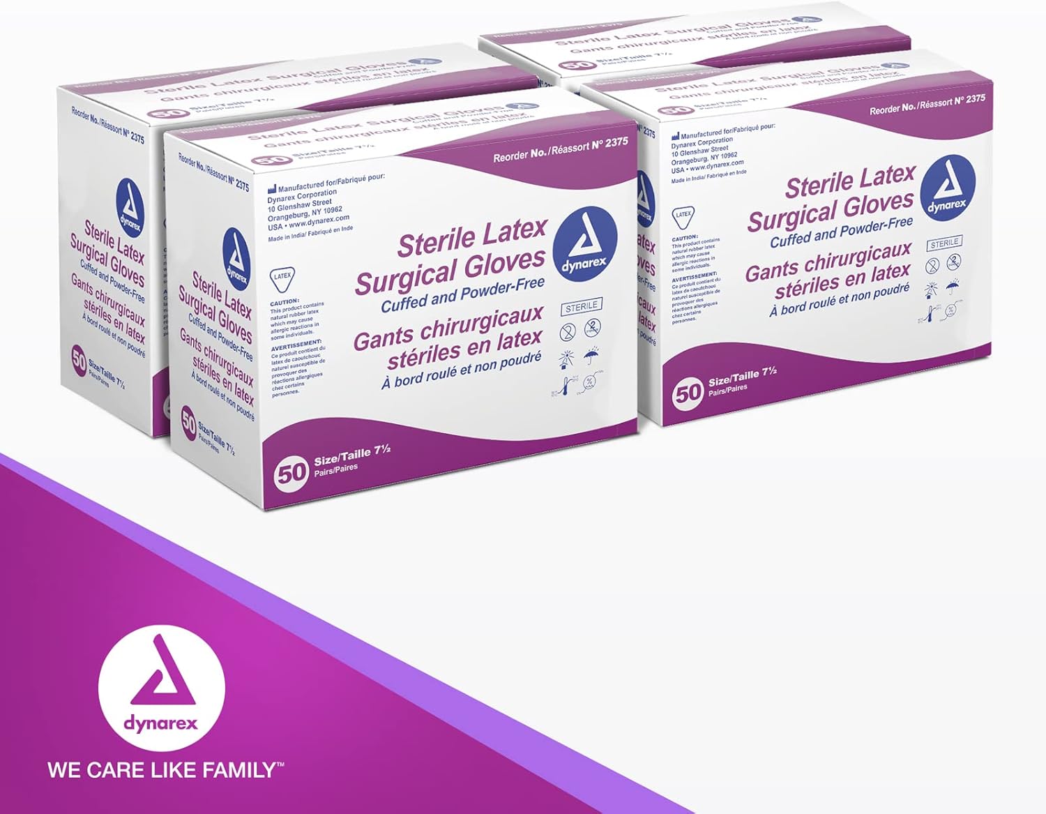dynarex sterile latex exam gloves powder free