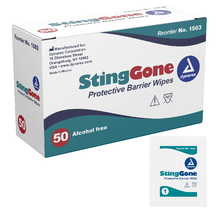 dynarex stinggone protective barrier wipes