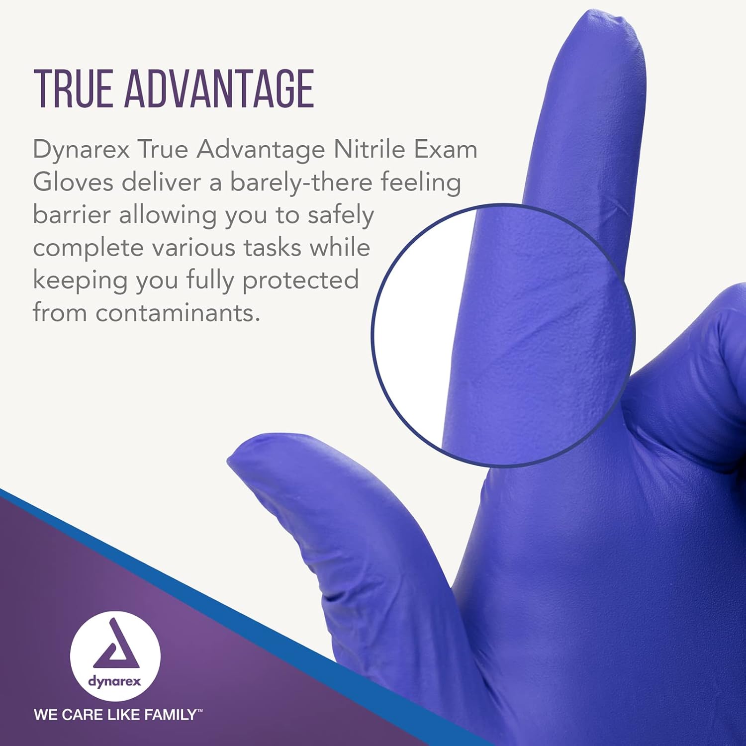 dynarex true advantage nitrile exam gloves powder free 100bx 10cs