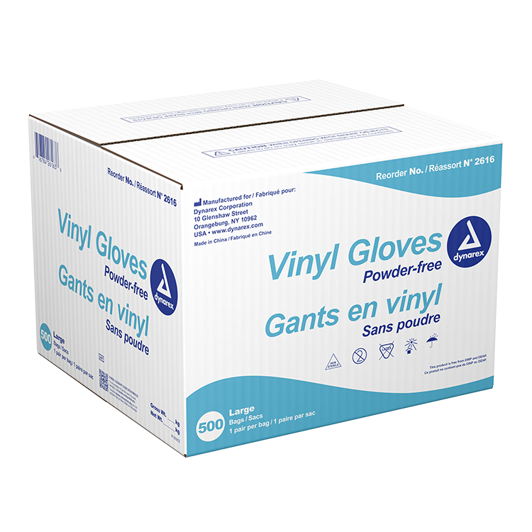 dynarex vinyl gloves in a bag powder free