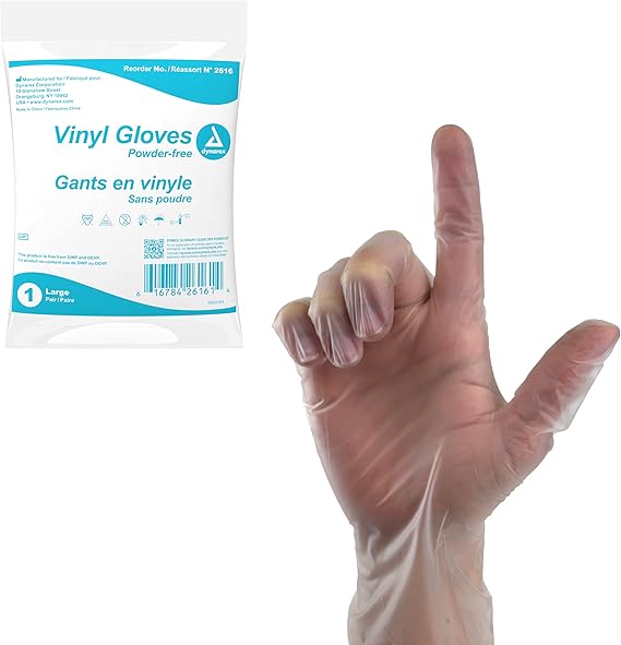 dynarex vinyl gloves in a bag powder free