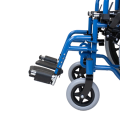 Lightweight pediatric wheelchair with adjustable foot rests