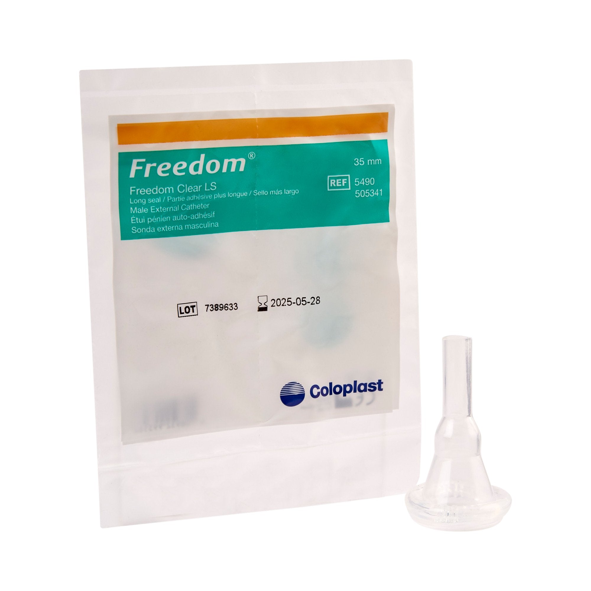 Male External Catheter Freedom Clear LS Self-Adhesive Seal Silicone Large