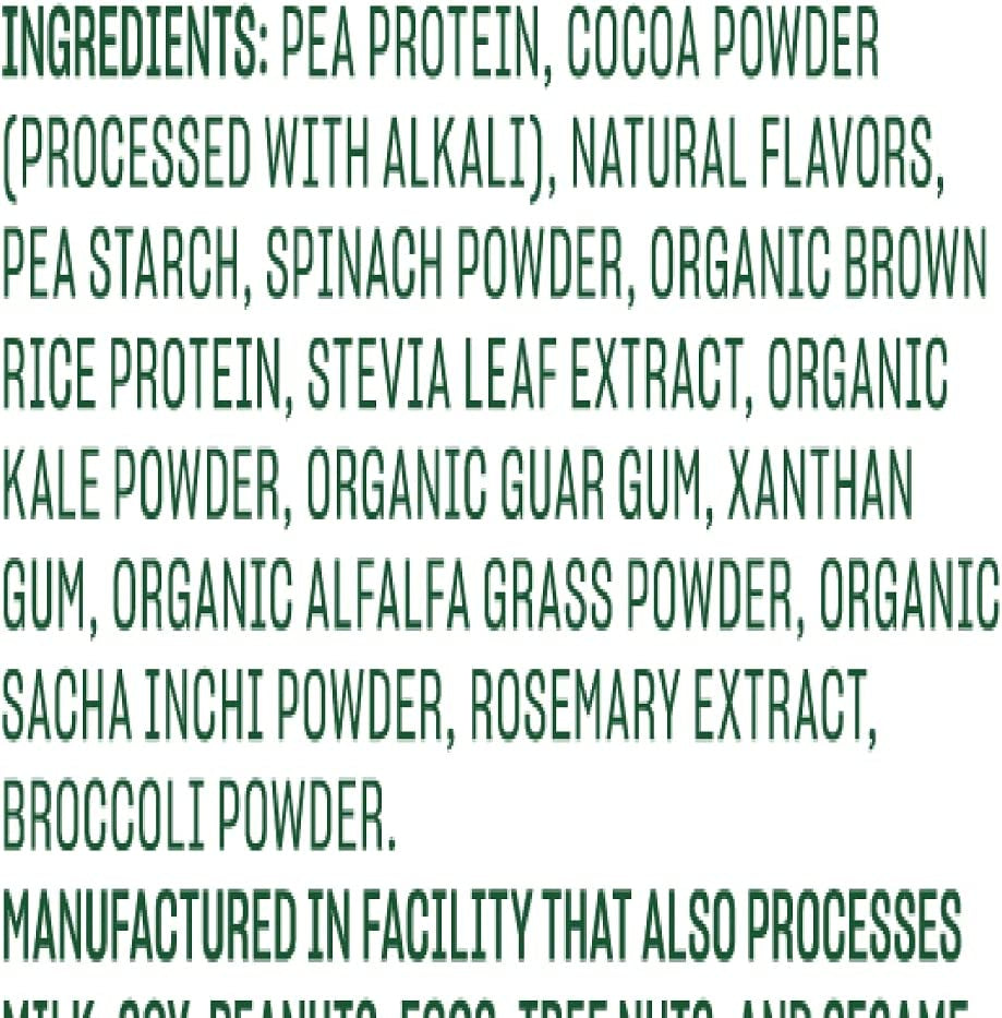 Protein and Greens Protein Powder, Chocolate 20G Plant Based Protein plus Veggies, n, Non GMO, Pea Protein for Women and Men, 1Lbs (Packaging May Vary)