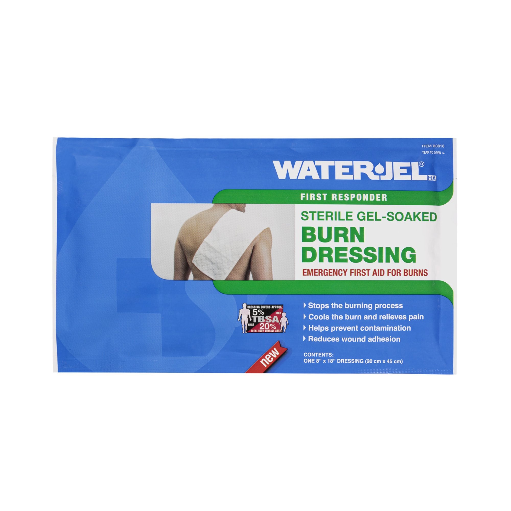 Hydrogel Burn Dressing Water-Jel First Responder Sheet 8 X 18 Inch Sterile