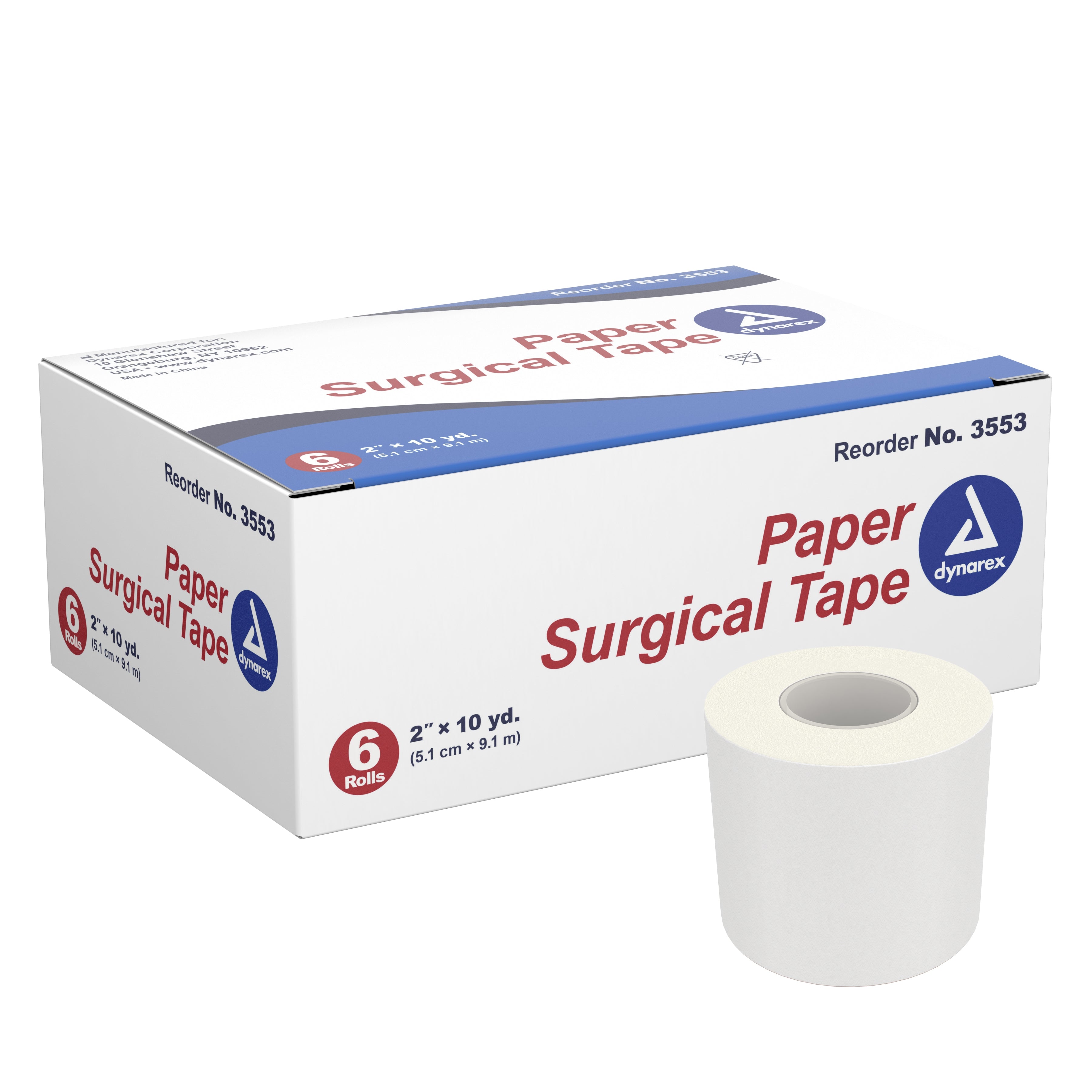 Medical Tape Dynarex White 2 Inch X 10 Yard Paper NonSterile