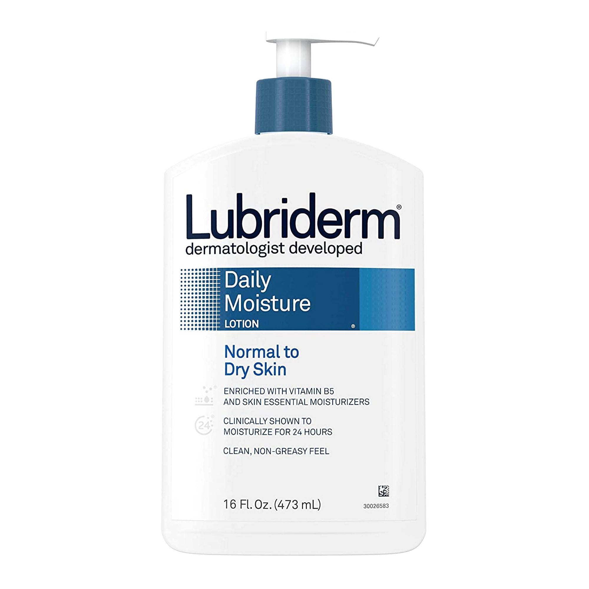 Hand and Body Moisturizer Lubriderm Daily Moisture 16 oz. Pump Bottle Unscented Lotion