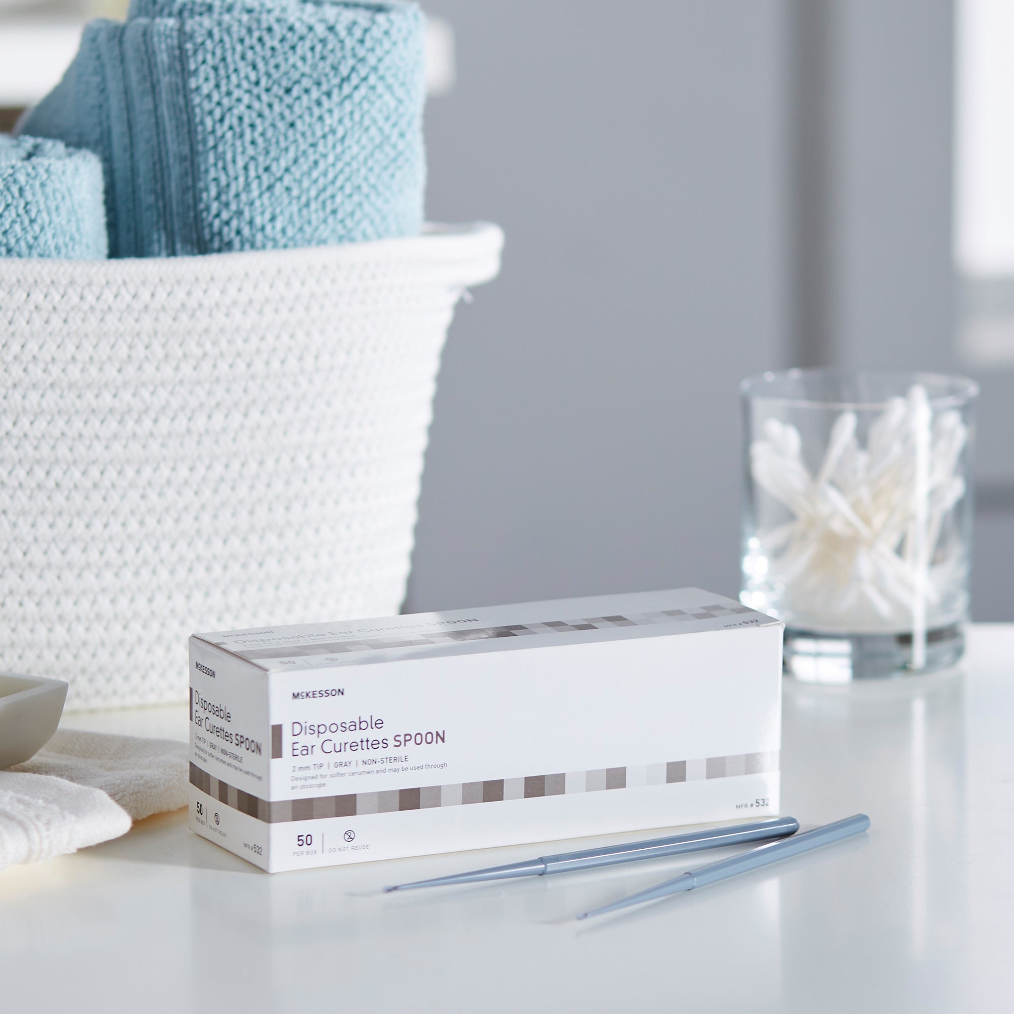 ear curette mckesson handle with grooves 2 mm tip cup tip packaging type box