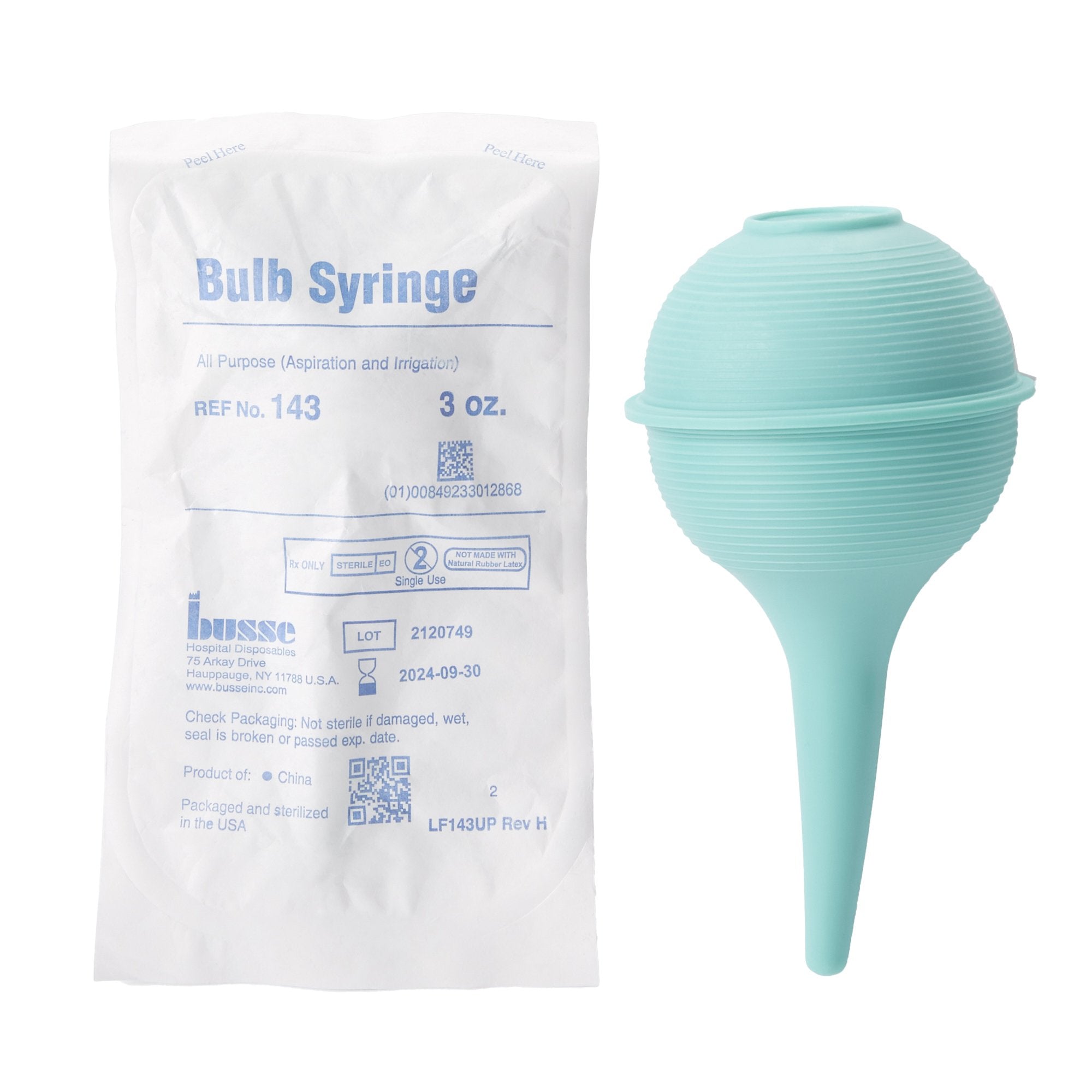 Ear / Ulcer Bulb Syringe PVC Pouch Sterile Disposable 3 oz.