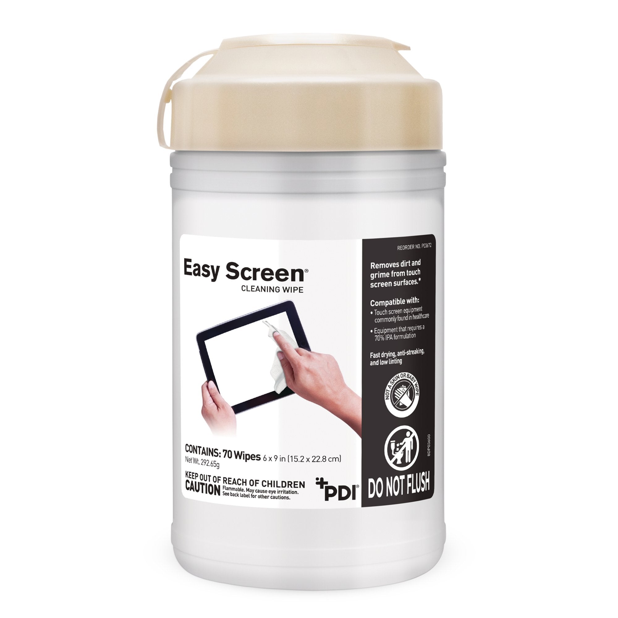 Easy Screen Surface Cleaner Premoistened Alcohol Based Manual Pull Wipe 70 Count Canister Alcohol Scent NonSterile