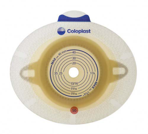 Ostomy Barrier SenSura Flex Xpro Trim to Fit, Extended Wear Double Layer Adhesive 70 mm Flange Yellow Code System 3/8 2 1/2 Inch Opening