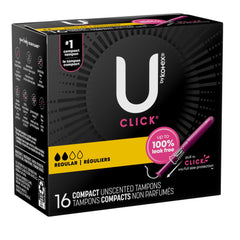 Tampon U by Kotex® Click® Regular Absorbency Plastic Applicator Individually Wrapped