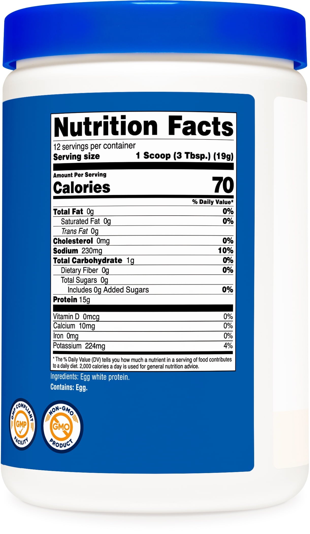 Egg White Protein Powder 8Oz (Unflavored) Non Gmo, Gluten Free Supplement