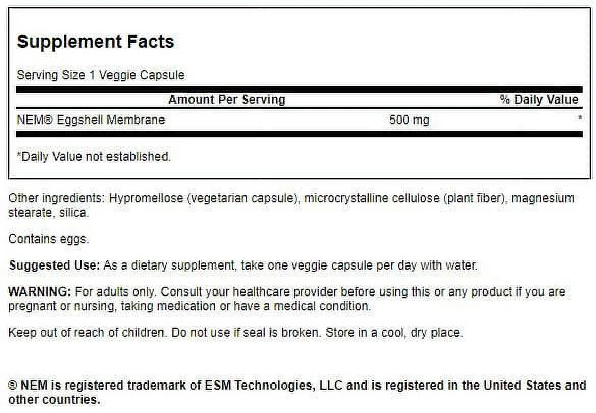 Eggshell Membrane 500 Mg 30 Veg Caps 2 Pack