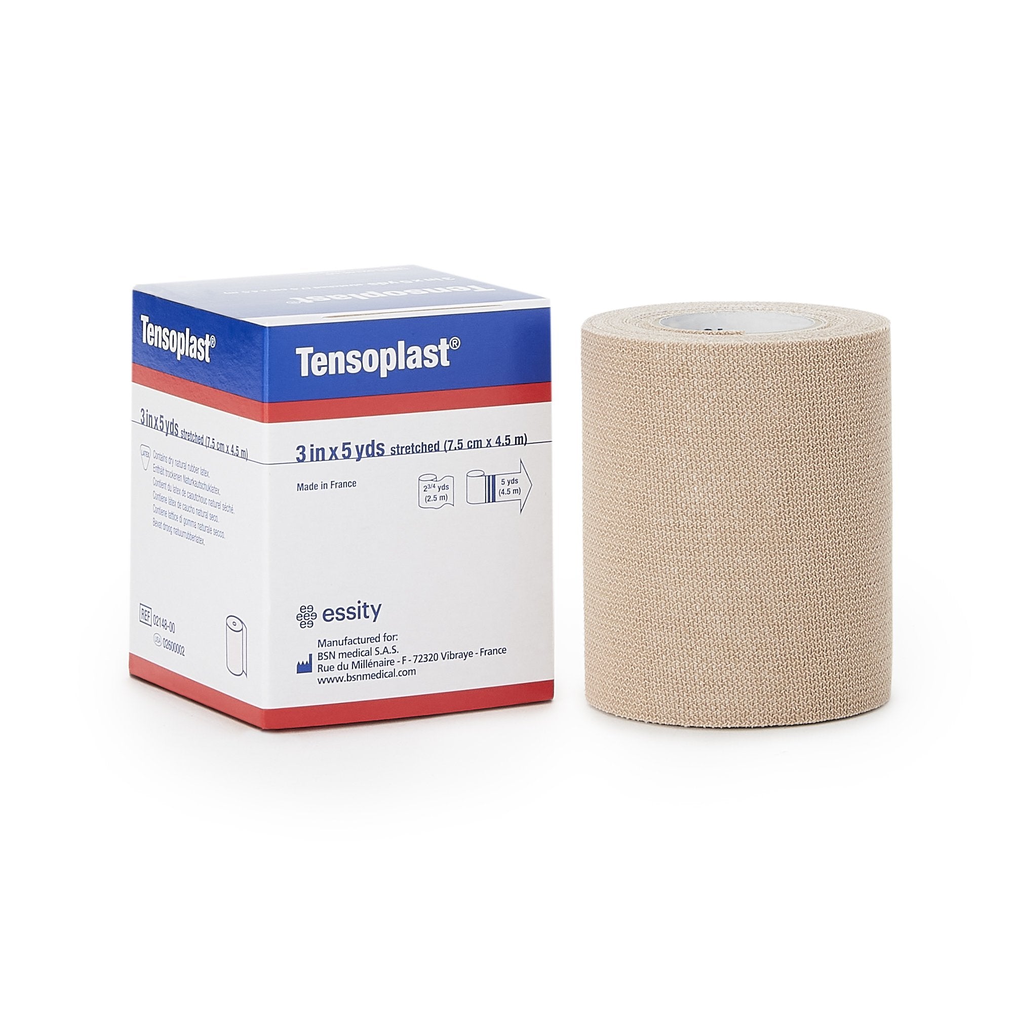 Elastic Adhesive Bandage Tensoplast 3 Inch X 5 Yard No Closure Tan NonSterile Medium Compression